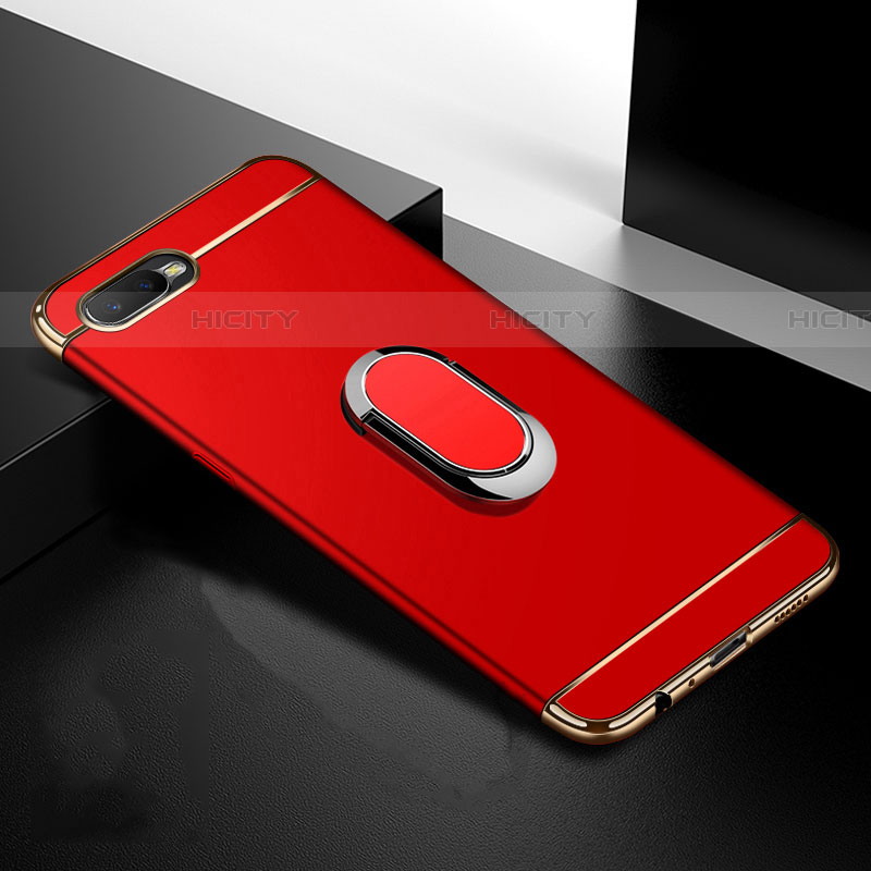 Funda Bumper Lujo Marco de Metal y Plastico Carcasa con Anillo de dedo Soporte T01 para Oppo RX17 Neo