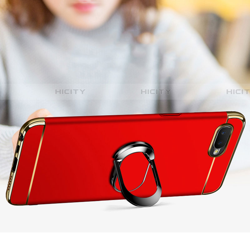 Funda Bumper Lujo Marco de Metal y Plastico Carcasa con Anillo de dedo Soporte T01 para Oppo RX17 Neo