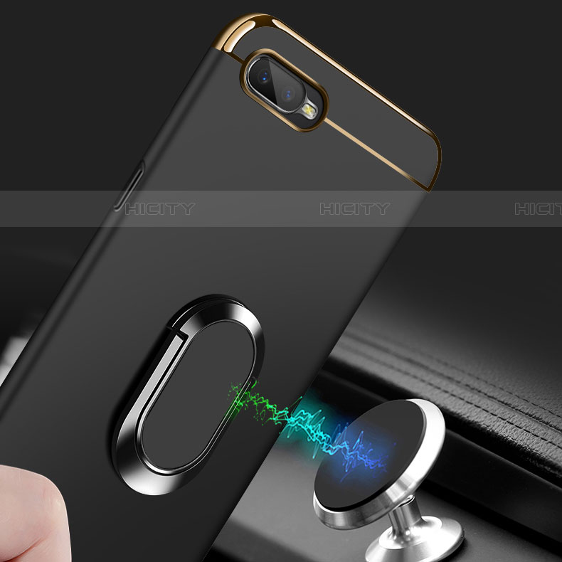 Funda Bumper Lujo Marco de Metal y Plastico Carcasa con Anillo de dedo Soporte T01 para Oppo RX17 Neo