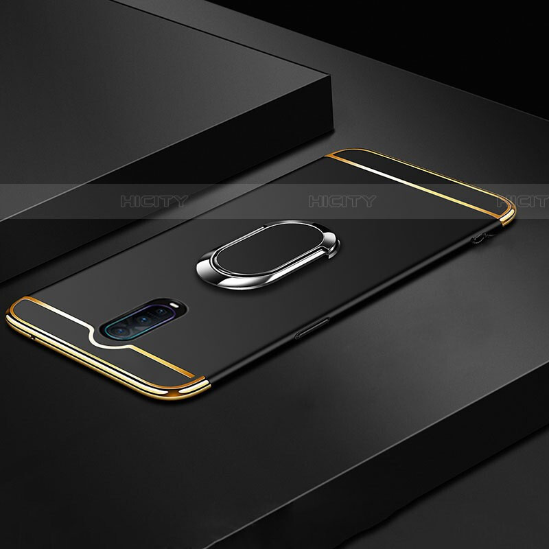 Funda Bumper Lujo Marco de Metal y Plastico Carcasa con Anillo de dedo Soporte T01 para Oppo RX17 Pro