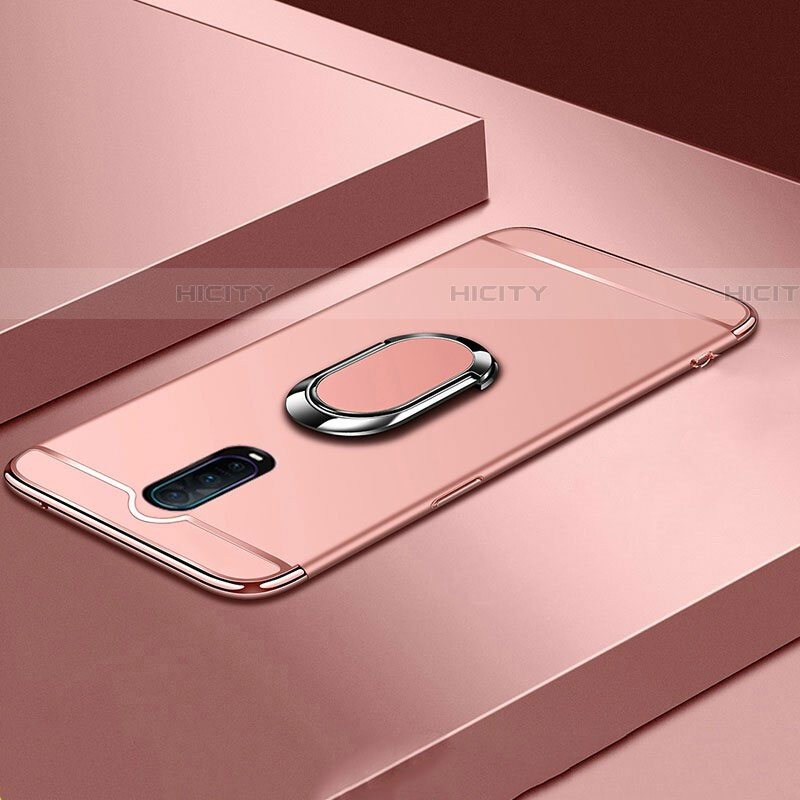 Funda Bumper Lujo Marco de Metal y Plastico Carcasa con Anillo de dedo Soporte T01 para Oppo RX17 Pro