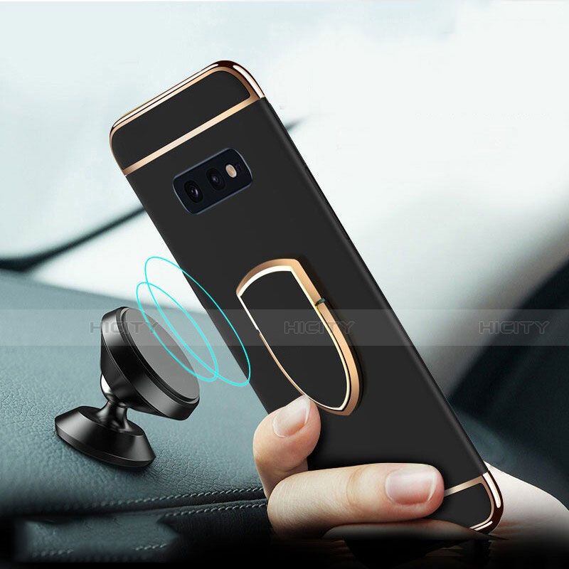 Funda Bumper Lujo Marco de Metal y Plastico Carcasa con Anillo de dedo Soporte T01 para Samsung Galaxy S10e