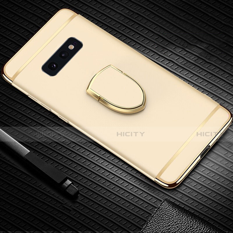 Funda Bumper Lujo Marco de Metal y Plastico Carcasa con Anillo de dedo Soporte T01 para Samsung Galaxy S10e Oro