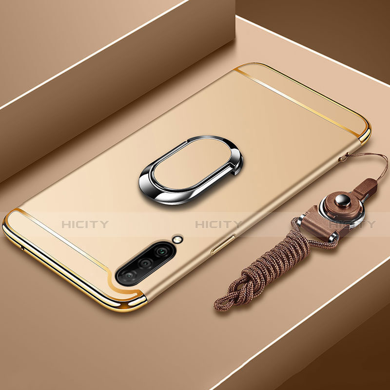 Funda Bumper Lujo Marco de Metal y Plastico Carcasa con Anillo de dedo Soporte T01 para Xiaomi Mi A3 Oro