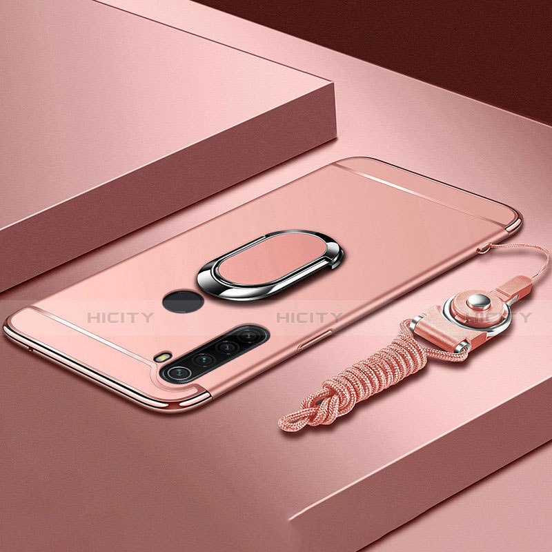 Funda Bumper Lujo Marco de Metal y Plastico Carcasa con Anillo de dedo Soporte T01 para Xiaomi Redmi Note 8