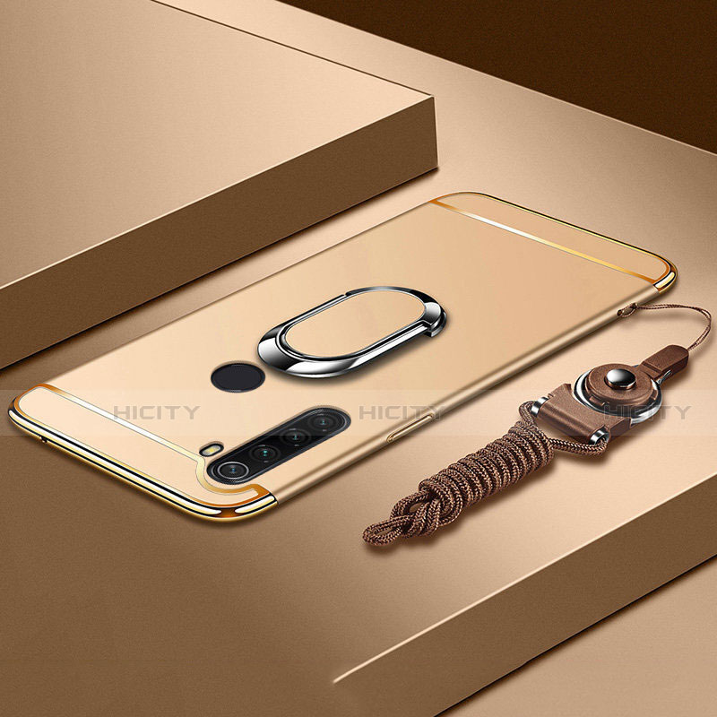 Funda Bumper Lujo Marco de Metal y Plastico Carcasa con Anillo de dedo Soporte T01 para Xiaomi Redmi Note 8 Oro