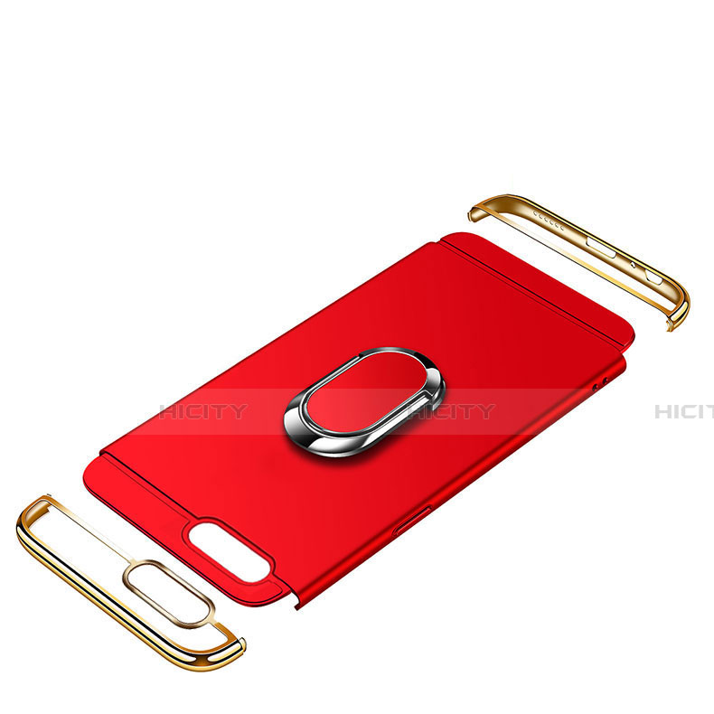 Funda Bumper Lujo Marco de Metal y Plastico Carcasa con Anillo de dedo Soporte T02 para Oppo R15X