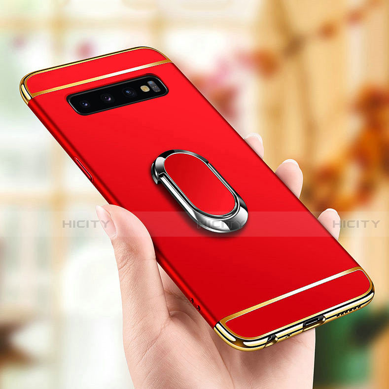 Funda Bumper Lujo Marco de Metal y Plastico Carcasa con Anillo de dedo Soporte T02 para Samsung Galaxy S10 5G