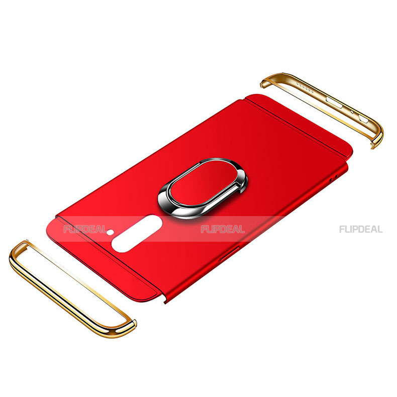 Funda Bumper Lujo Marco de Metal y Plastico Carcasa con Anillo de dedo Soporte y Lanyard para Huawei GR5 (2017)