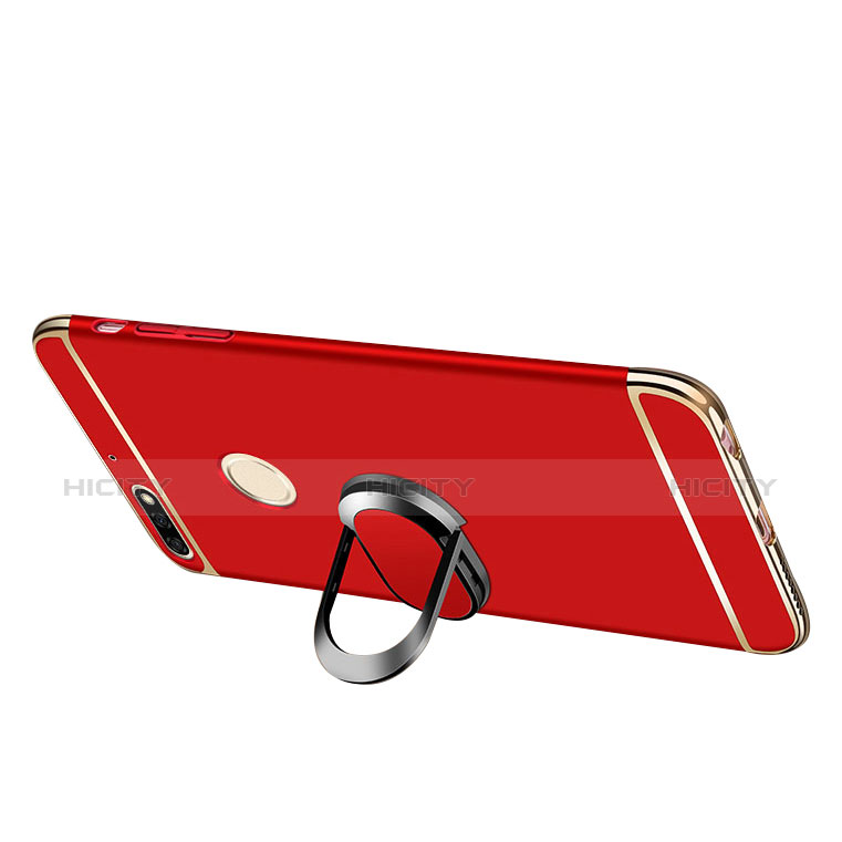 Funda Bumper Lujo Marco de Metal y Plastico Carcasa con Anillo de dedo Soporte y Lanyard para Huawei Honor 7C