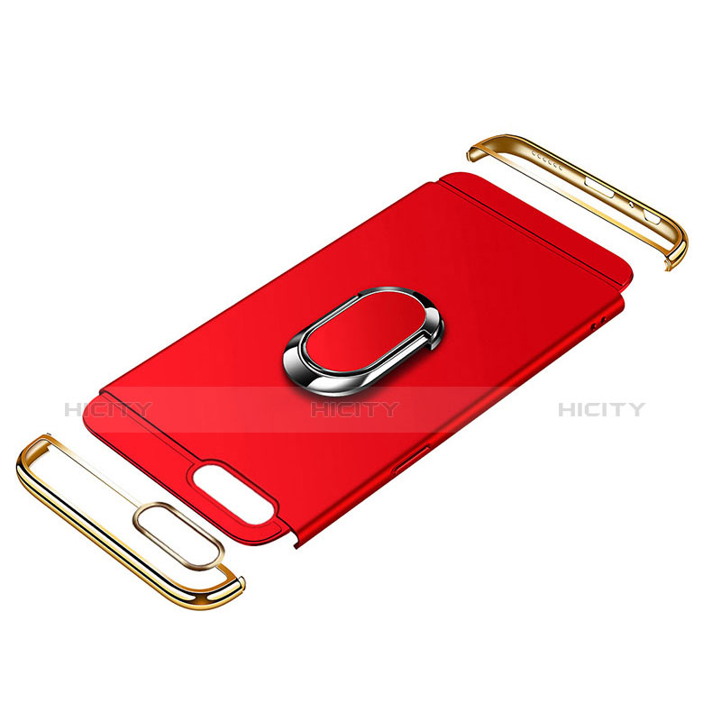 Funda Bumper Lujo Marco de Metal y Plastico Carcasa con Anillo de dedo Soporte y Lanyard para Huawei Honor View 10