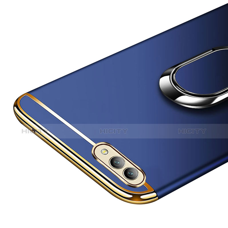 Funda Bumper Lujo Marco de Metal y Plastico Carcasa con Anillo de dedo Soporte y Lanyard para Huawei Honor View 10