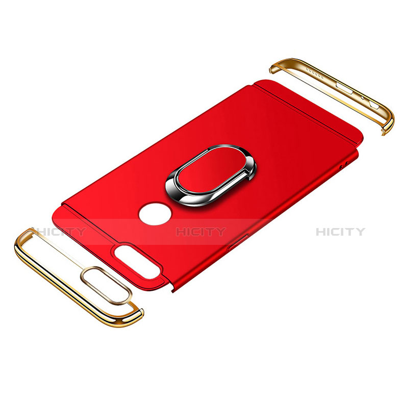 Funda Bumper Lujo Marco de Metal y Plastico Carcasa con Anillo de dedo Soporte y Lanyard para Huawei Nova 2