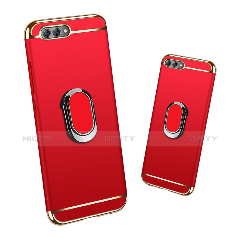 Funda Bumper Lujo Marco de Metal y Plastico Carcasa con Anillo de dedo Soporte y Lanyard para Huawei Nova 2S