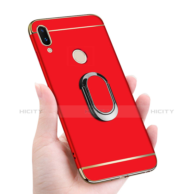 Funda Bumper Lujo Marco de Metal y Plastico Carcasa con Anillo de dedo Soporte y Lanyard para Huawei P20 Lite