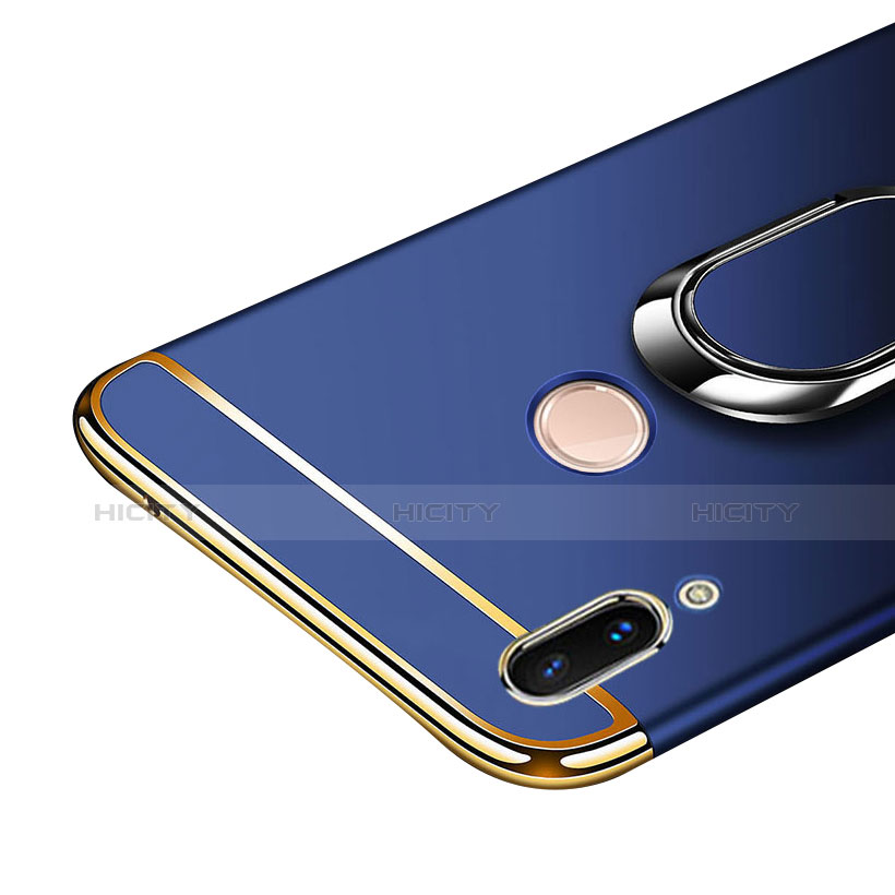 Funda Bumper Lujo Marco de Metal y Plastico Carcasa con Anillo de dedo Soporte y Lanyard para Huawei P20 Lite