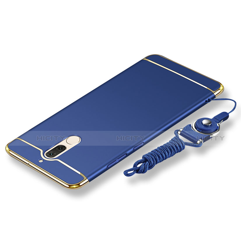 Funda Bumper Lujo Marco de Metal y Plastico Carcasa con Lanyard para Huawei G10 Azul