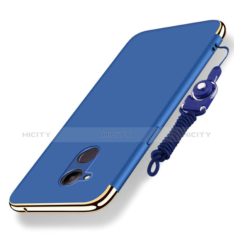 Funda Bumper Lujo Marco de Metal y Plastico Carcasa con Lanyard para Huawei Honor 6C Pro