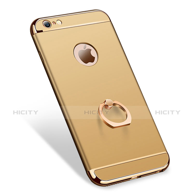 Funda Bumper Lujo Marco de Metal y Plastico con Anillo de dedo Soporte A01 para Apple iPhone 6 Oro