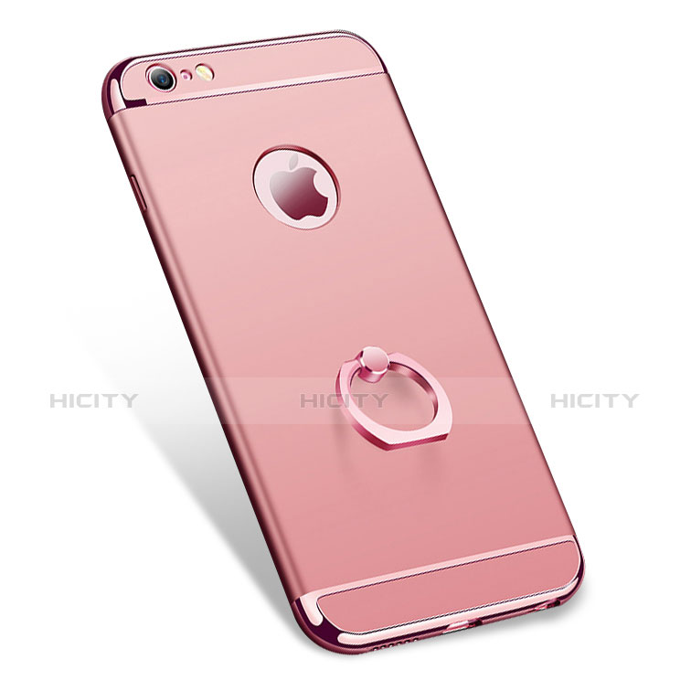 Funda Bumper Lujo Marco de Metal y Plastico con Anillo de dedo Soporte A01 para Apple iPhone 6S Oro Rosa