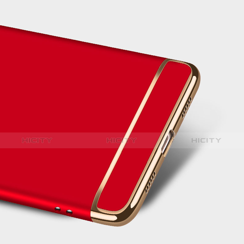 Funda Bumper Lujo Marco de Metal y Plastico con Anillo de dedo Soporte A02 para Huawei GR5 (2017) Rojo