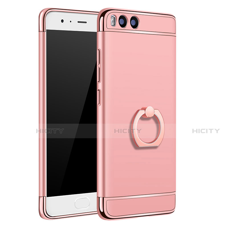 Funda Bumper Lujo Marco de Metal y Plastico con Anillo de dedo Soporte A02 para Xiaomi Mi 6 Oro Rosa