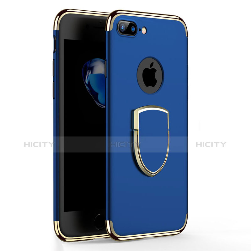 Funda Bumper Lujo Marco de Metal y Plastico con Anillo de dedo Soporte A03 para Apple iPhone 7 Plus Azul