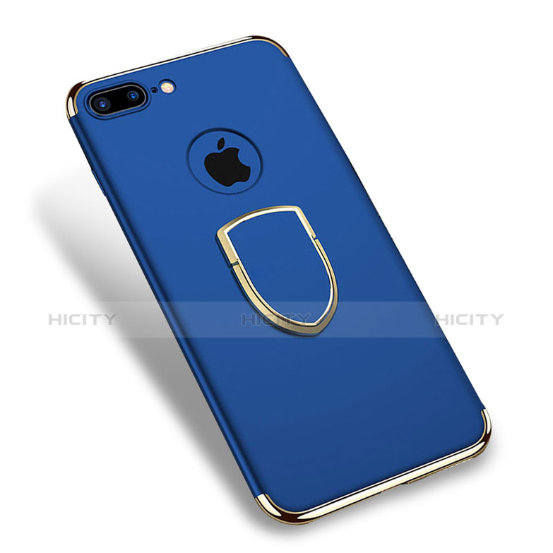 Funda Bumper Lujo Marco de Metal y Plastico con Anillo de dedo Soporte A03 para Apple iPhone 7 Plus Azul