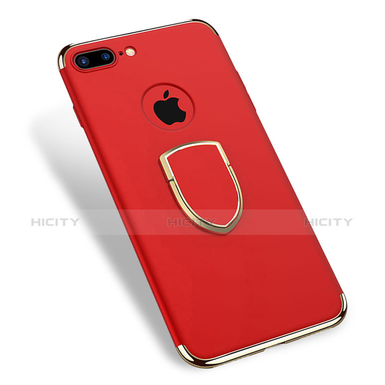 Funda Bumper Lujo Marco de Metal y Plastico con Anillo de dedo Soporte A03 para Apple iPhone 7 Plus Rojo