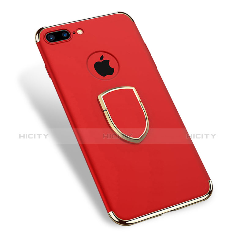 Funda Bumper Lujo Marco de Metal y Plastico con Anillo de dedo Soporte A03 para Apple iPhone 8 Plus Rojo