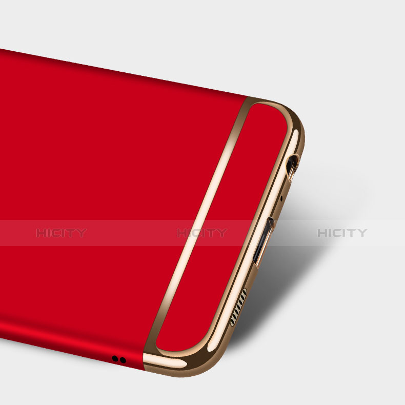 Funda Bumper Lujo Marco de Metal y Plastico con Anillo de dedo Soporte A03 para Huawei P9 Plus Rojo