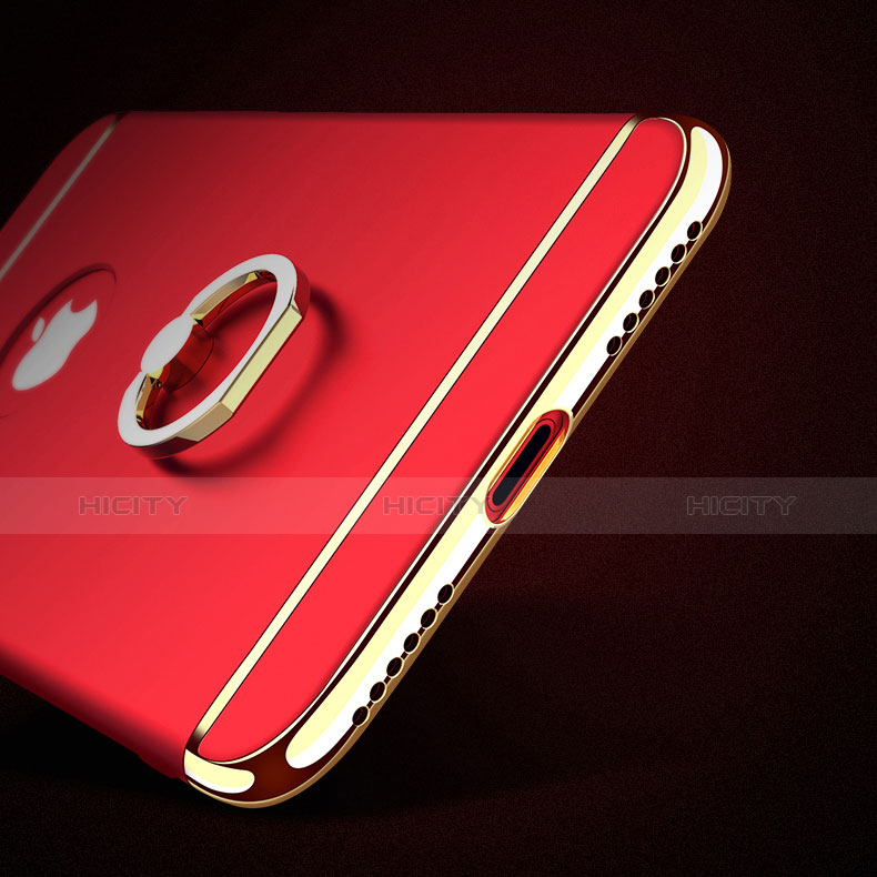 Funda Bumper Lujo Marco de Metal y Plastico con Anillo de dedo Soporte F02 para Apple iPhone Xs Rojo