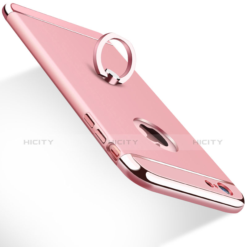 Funda Bumper Lujo Marco de Metal y Plastico con Anillo de dedo Soporte para Apple iPhone 6S Oro Rosa