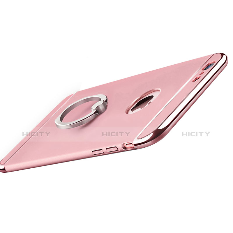 Funda Bumper Lujo Marco de Metal y Plastico con Anillo de dedo Soporte para Apple iPhone 6S Plus Rosa