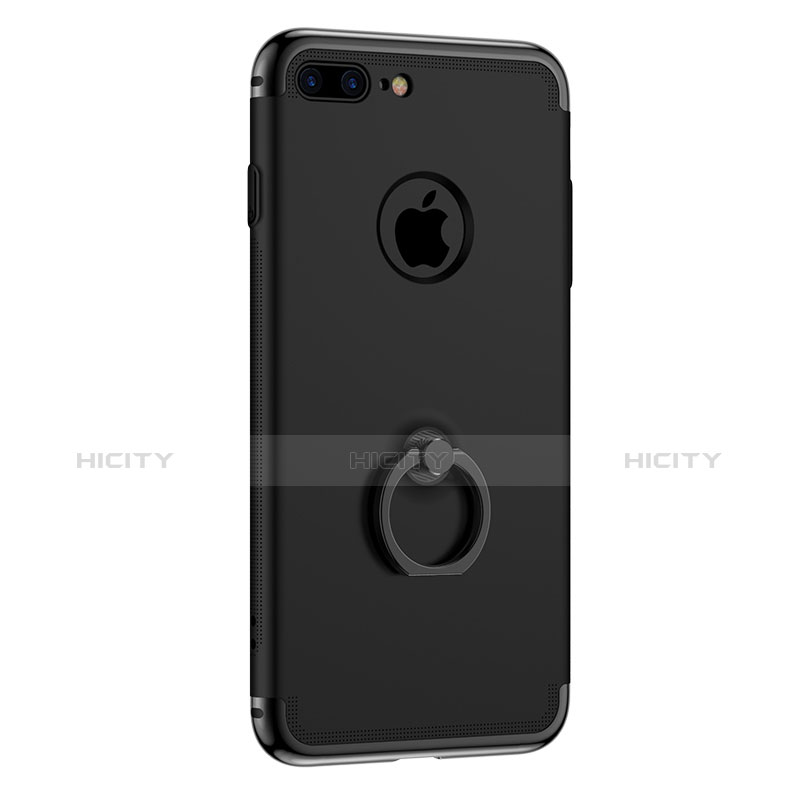 Funda Bumper Lujo Marco de Metal y Plastico con Anillo de dedo Soporte para Apple iPhone 7 Plus Negro