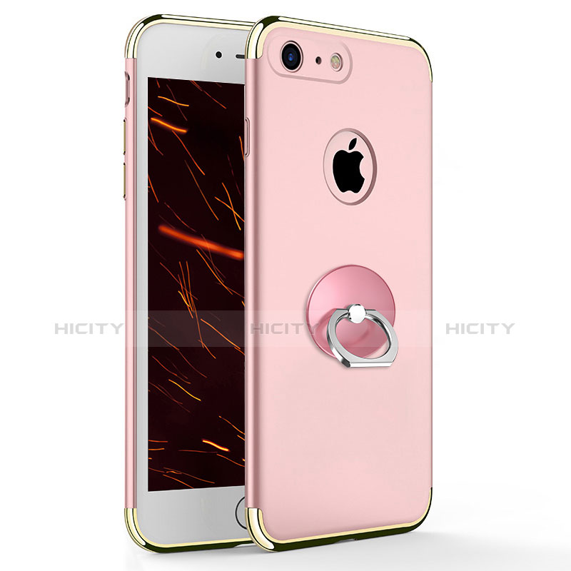 Funda Bumper Lujo Marco de Metal y Plastico con Anillo de dedo Soporte para Apple iPhone 7 Rosa