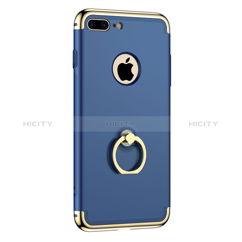 Funda Bumper Lujo Marco de Metal y Plastico con Anillo de dedo Soporte para Apple iPhone 8 Plus Azul