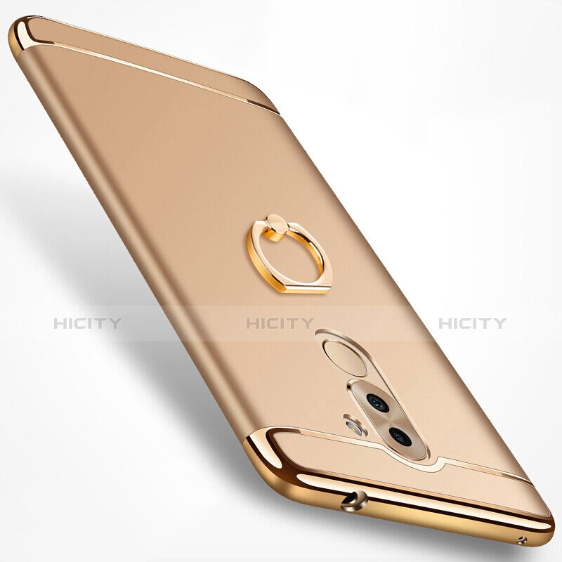 Funda Bumper Lujo Marco de Metal y Plastico con Anillo de dedo Soporte para Huawei GR5 (2017) Oro