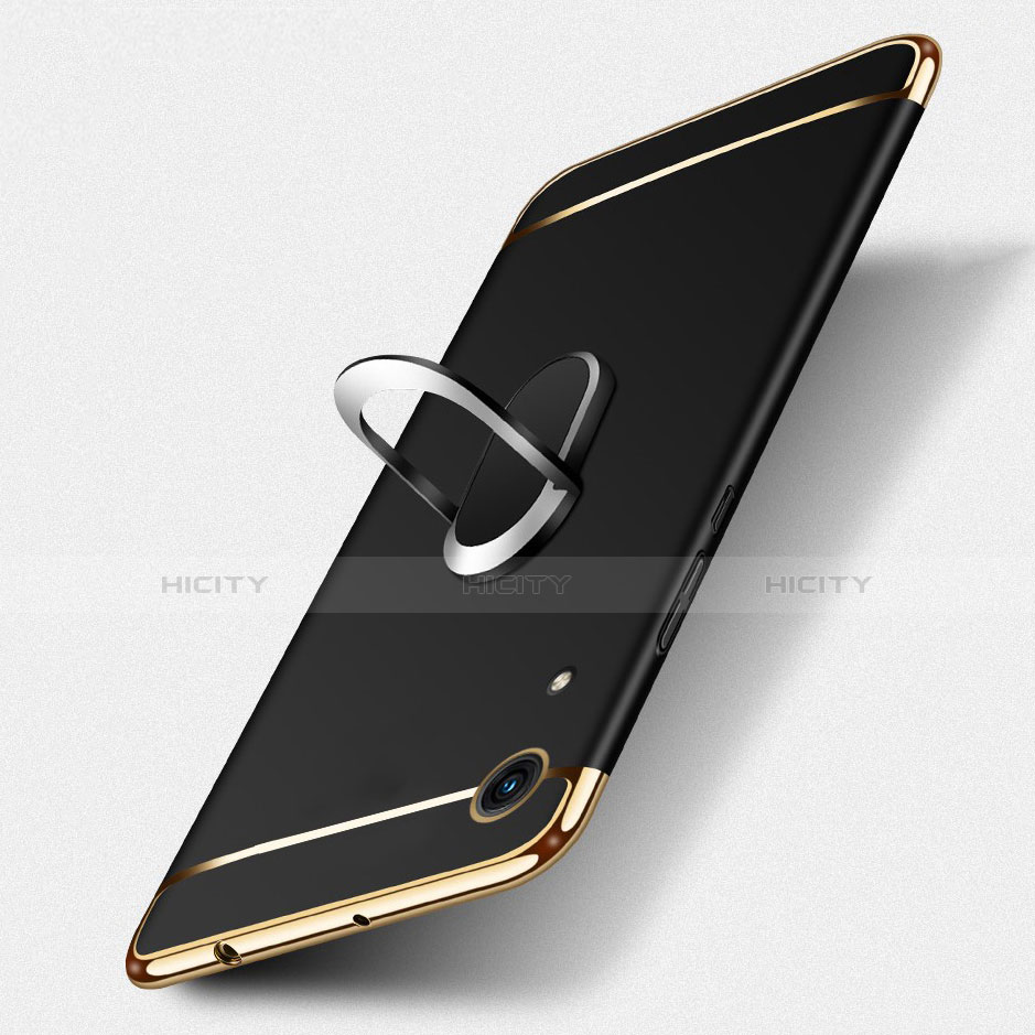 Funda Bumper Lujo Marco de Metal y Plastico con Anillo de dedo Soporte para Huawei Honor 8A Negro