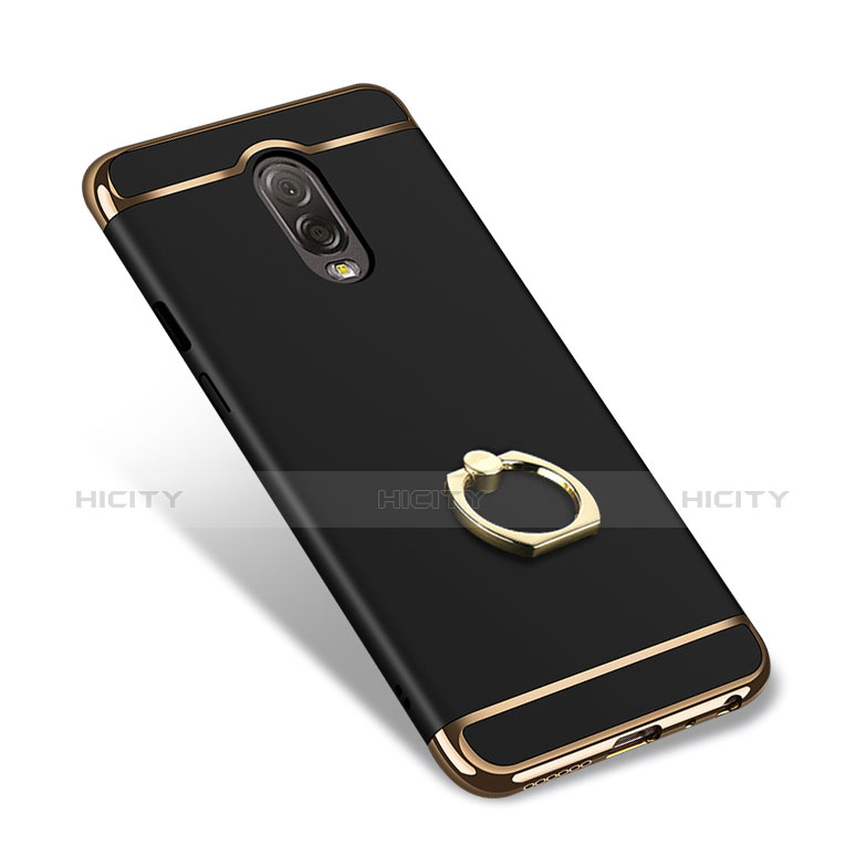 Funda Bumper Lujo Marco de Metal y Plastico con Anillo de dedo Soporte para Samsung Galaxy C7 (2017) Negro