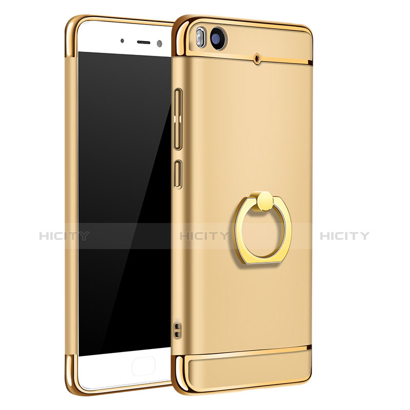 Funda Bumper Lujo Marco de Metal y Plastico con Anillo de dedo Soporte para Xiaomi Mi 5S Oro