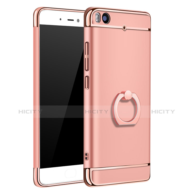 Funda Bumper Lujo Marco de Metal y Plastico con Anillo de dedo Soporte para Xiaomi Mi 5S Oro Rosa