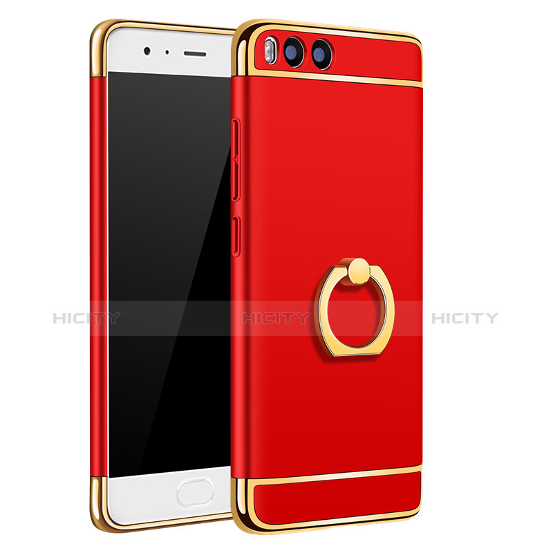 Funda Bumper Lujo Marco de Metal y Plastico con Anillo de dedo Soporte para Xiaomi Mi 6 Rojo