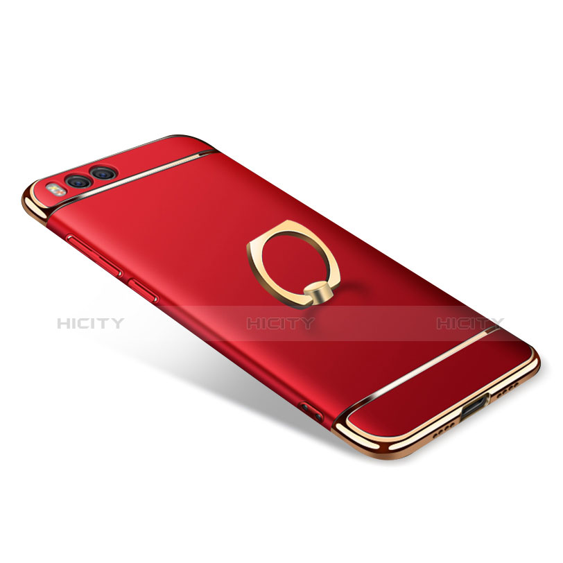 Funda Bumper Lujo Marco de Metal y Plastico con Anillo de dedo Soporte para Xiaomi Mi 6 Rojo