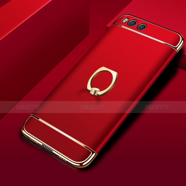 Funda Bumper Lujo Marco de Metal y Plastico con Anillo de dedo Soporte para Xiaomi Mi 6 Rojo