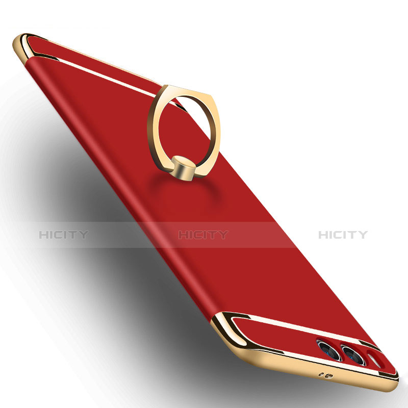 Funda Bumper Lujo Marco de Metal y Plastico con Anillo de dedo Soporte para Xiaomi Mi 6 Rojo