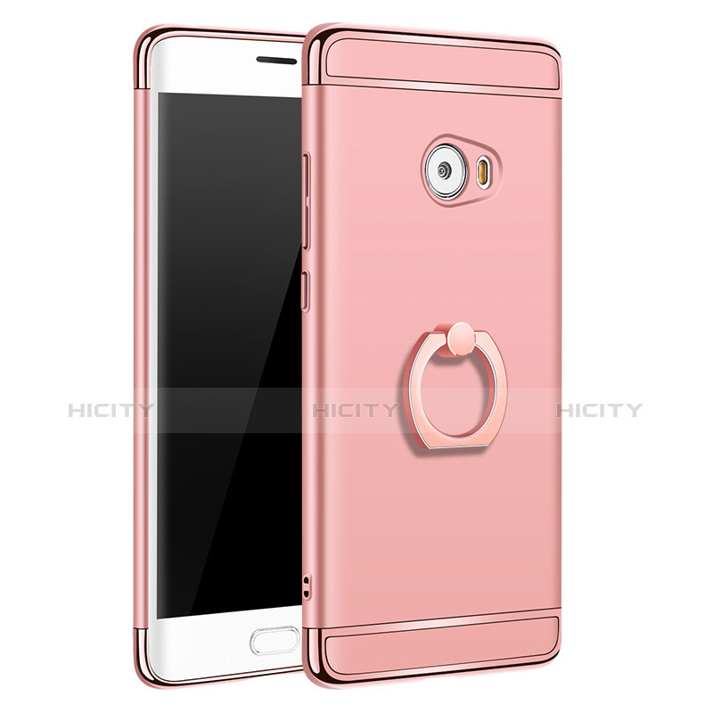 Funda Bumper Lujo Marco de Metal y Plastico con Anillo de dedo Soporte para Xiaomi Mi Note 2 Special Edition Oro Rosa