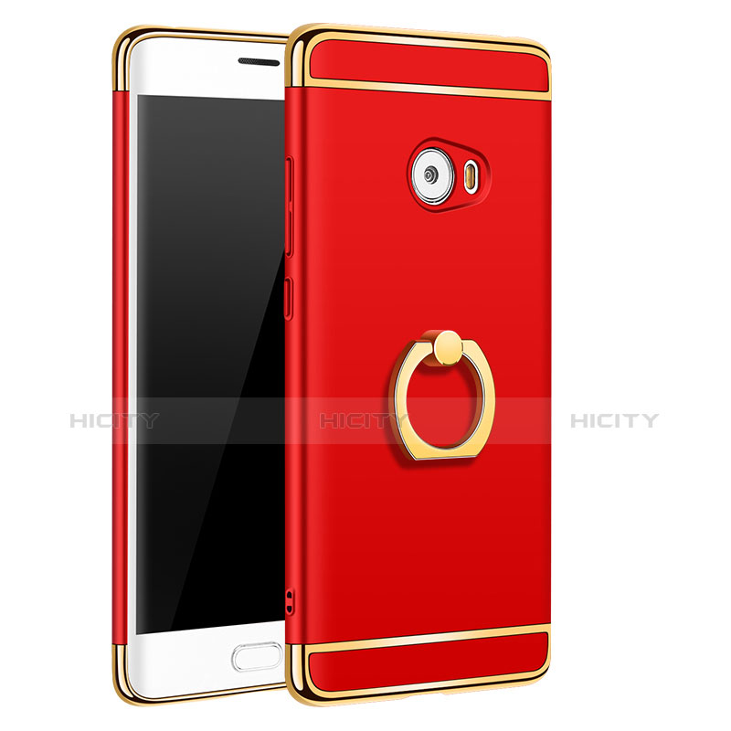 Funda Bumper Lujo Marco de Metal y Plastico con Anillo de dedo Soporte para Xiaomi Mi Note 2 Special Edition Rojo