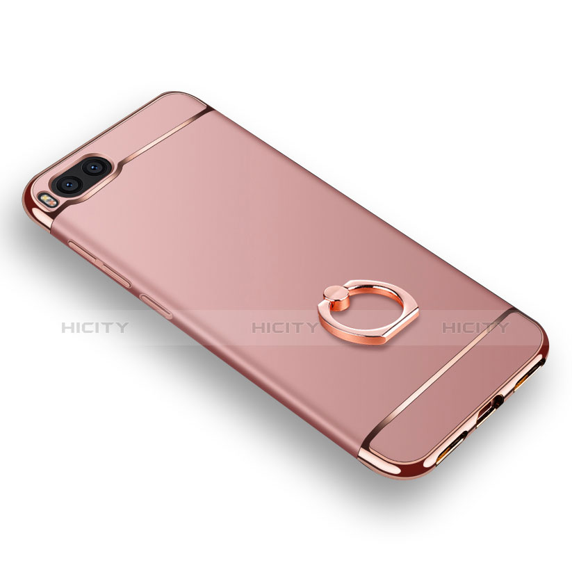 Funda Bumper Lujo Marco de Metal y Plastico con Anillo de dedo Soporte para Xiaomi Mi Note 3 Oro Rosa