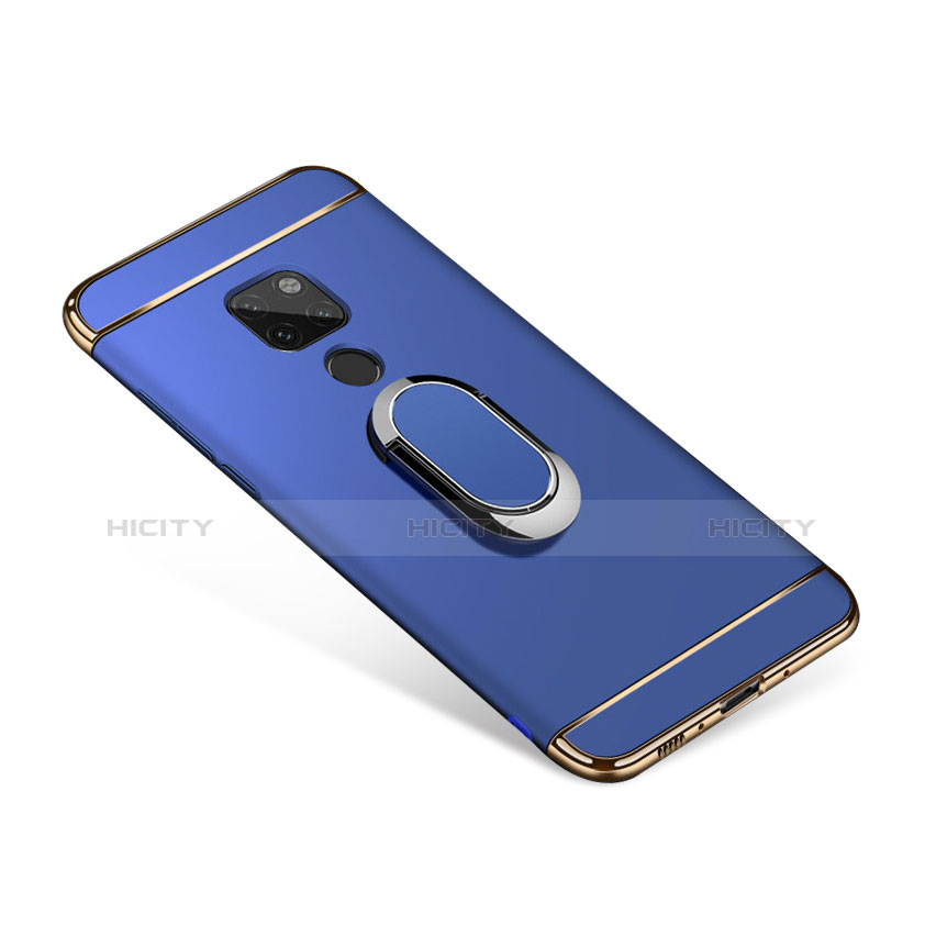 Funda Bumper Lujo Marco de Metal y Plastico con Magnetico Anillo de dedo Soporte para Huawei Mate 20 Azul